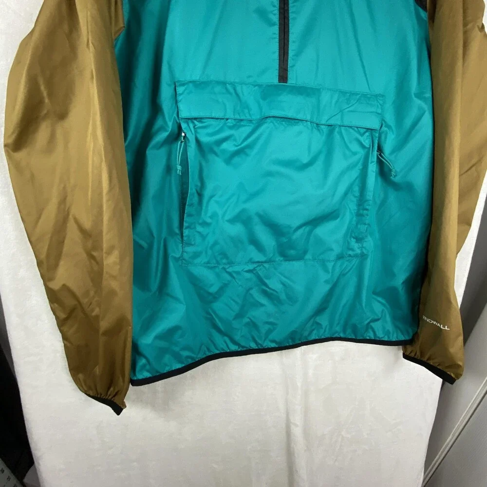 The North Face Windwall Jacket Mens Medium Teal Hooded 1/4 Zip Anorak Pullover